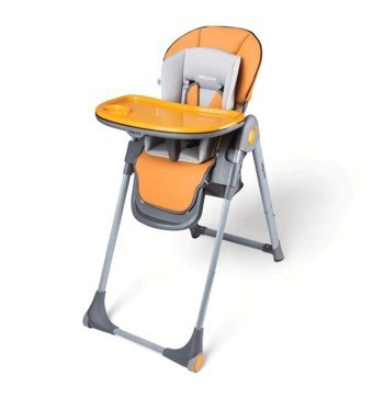 Baby Care Bc-511 Alüminyum - Plastik 5 Noktalı Emniyet Kemeri 15 kg Kapasiteli Tekerleksiz Tepsili Oturaklı Yükselticili Katlanır Portatif Mama Sandelyesi Turuncu