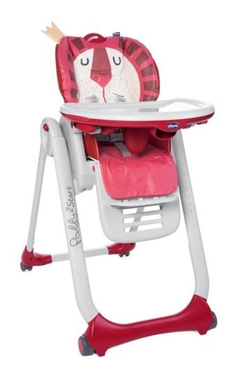 Chicco Polly Alüminyum - Plastik 5 Noktalı Emniyet Kemeri 15 kg Kapasiteli Tekerlekli Tepsili Oturaklı Yükselticili Katlanır Portatif Mama Sandelyesi Kırmızı