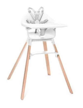 Stokke Clikk Ahşap 5 Noktalı Emniyet Kemeri 15 kg Kapasiteli Tekerleksiz Tepsili Oturaklı Mama Sandelyesi Clover Green