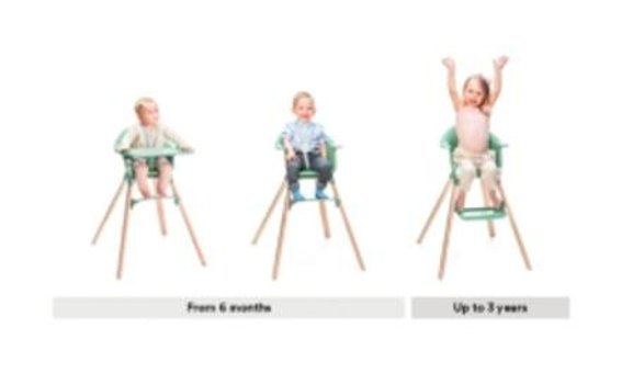 Stokke Clikk Ahşap 5 Noktalı Emniyet Kemeri 15 kg Kapasiteli Tekerleksiz Tepsili Oturaklı Mama Sandelyesi Clover Green