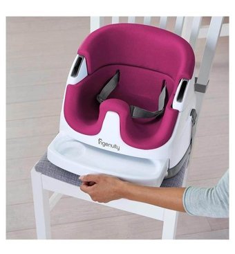 Ingenuity Baby Base Alüminyum - Plastik 2 Noktalı Emniyet Kemeri 15 kg Kapasiteli Tekerleksiz Sandalye Üstü Tepsili Oturaklı Portatif Mama Sandelyesi Gri