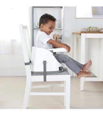 Ingenuity Baby Base Alüminyum - Plastik 2 Noktalı Emniyet Kemeri 15 kg Kapasiteli Tekerleksiz Sandalye Üstü Tepsili Oturaklı Portatif Mama Sandelyesi Gri