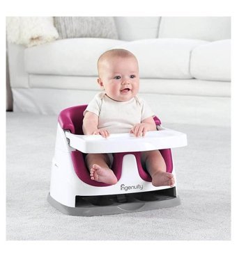 Ingenuity Baby Base Alüminyum - Plastik 2 Noktalı Emniyet Kemeri 15 kg Kapasiteli Tekerleksiz Sandalye Üstü Tepsili Oturaklı Portatif Mama Sandelyesi Gri