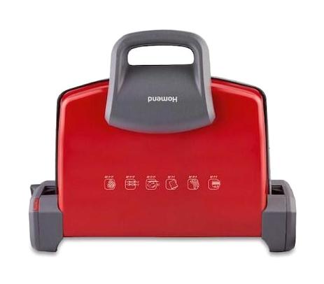 Homend 1330H 4 Dilim Granit Çıkartılabilir Plaka Çift Taraflı 1800 W Izgaralı Kırmızı Tost Makinesi