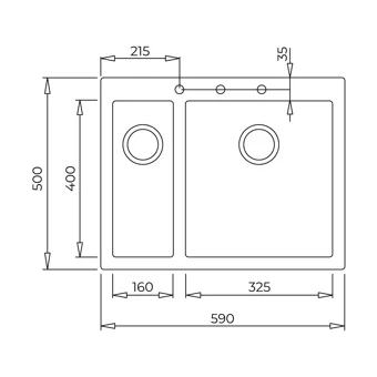 Teka Forsquare 590 Tg 115260020 500 mm Damlalıksız Tezgah Üstü Çift Gözlü Dikdörtgen Orta Granit Eviye Gri