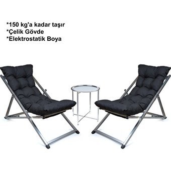 Hastunç Metal Katlanır Şezlong Siyah