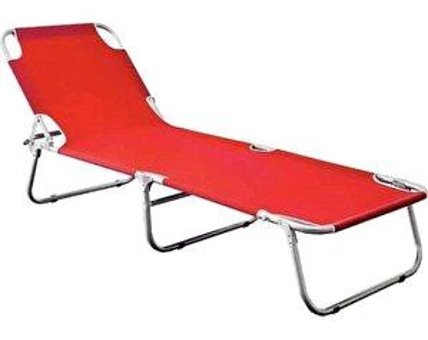 Eportatif Metal Katlanır Şezlong Kırmızı