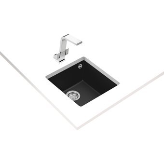 Teka Square 40.40 Tg 440 mm Damlalıksız Tezgah Altı Tek Gözlü Kare Orta Granit Eviye Siyah