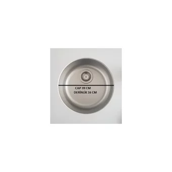 Teka Round 390 mm Damlalıksız Tezgah Altı Tek Gözlü Yuvarlak Orta Paslanmaz Çelik Eviye Gri