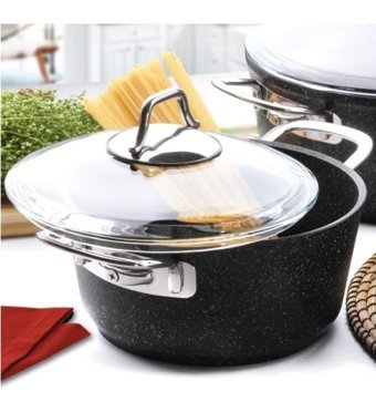 Falez Black Line 2 Parça 24 cm Granit Döküm Derin Tencere