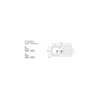 Ukinox Hypnos 100 350 mm Damlalıklı Tezgah Üstü 1.5 Gözlü Dikdörtgen Sol Paslanmaz Çelik Eviye Gri