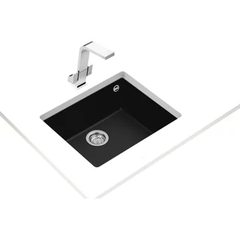 Teka Square 50.40 Tg 115230020 500 mm Damlalıksız Tezgah Altı Tek Gözlü Kare Orta Granit Eviye Siyah