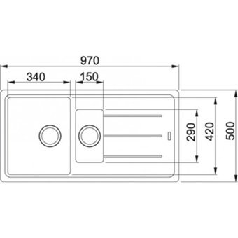 Franke Basis Bfg 651 340 mm Damlalıklı Tezgah Üstü 1.5 Gözlü Dikdörtgen Sağ Granit Eviye Nero