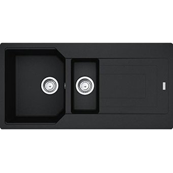Franke Urban Ubg 651-100 351 mm Damlalıklı Tezgah Üstü 1.5 Gözlü Dikdörtgen Sağ Granit Eviye Nero
