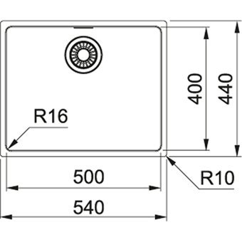Franke Mrx 110-50 540 mm Damlalıksız Tezgah Altı Tek Gözlü Dikdörtgen Orta Paslanmaz Çelik Eviye Gümüş