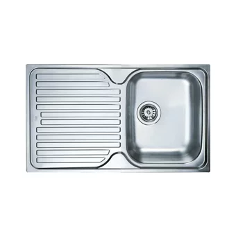 Teka Princess 50 B 500 mm Damlalıklı Tezgah Üstü Tek Gözlü Dikdörtgen Sol Paslanmaz Çelik Eviye Gri