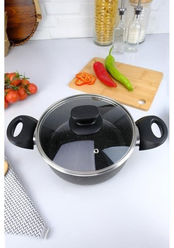 Digithome Mehtap 2 Parça 22 cm Granit Derin Tencere