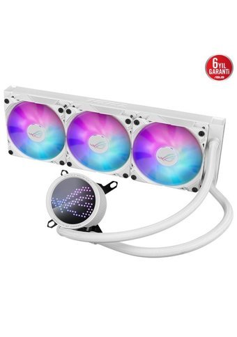 Asus ROG RYUO III 360 White Edition Bakır Borulu Sessiz 4 Pin 3 Fanlı Sıvı Soğutmalı RGB Masaüstü İşlemci Soğutucu