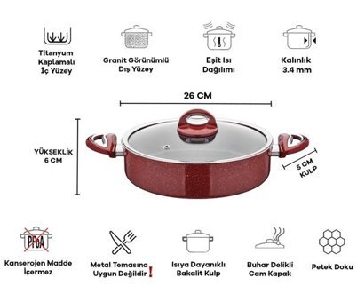 Taç Titan 2 Parça 28 cm Çelik Basık Tencere