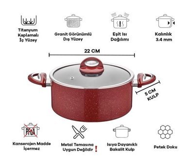 Taç Titan 2 Parça 24 cm Çelik Derin Tencere