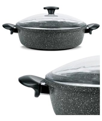Tilbe Home 2 Parça 26 cm Granit Döküm Basık Tencere