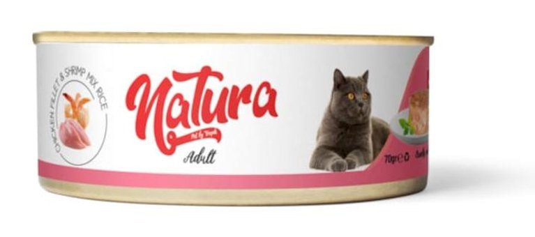 Natura Yetişkin Karides-Tavuk Ezme Yaş Kedi Maması 70 gr