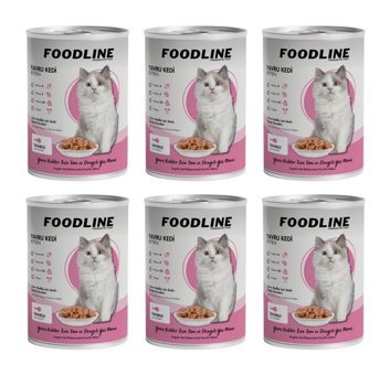 Foodline Yavru Tavuk Parça Etli-Soslu Yaş Kedi Maması 6x400 gr