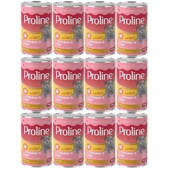 ProLine Yetişkin Ciğer-Tavuk Parça Etli Yaş Kedi Maması 12x395 gr