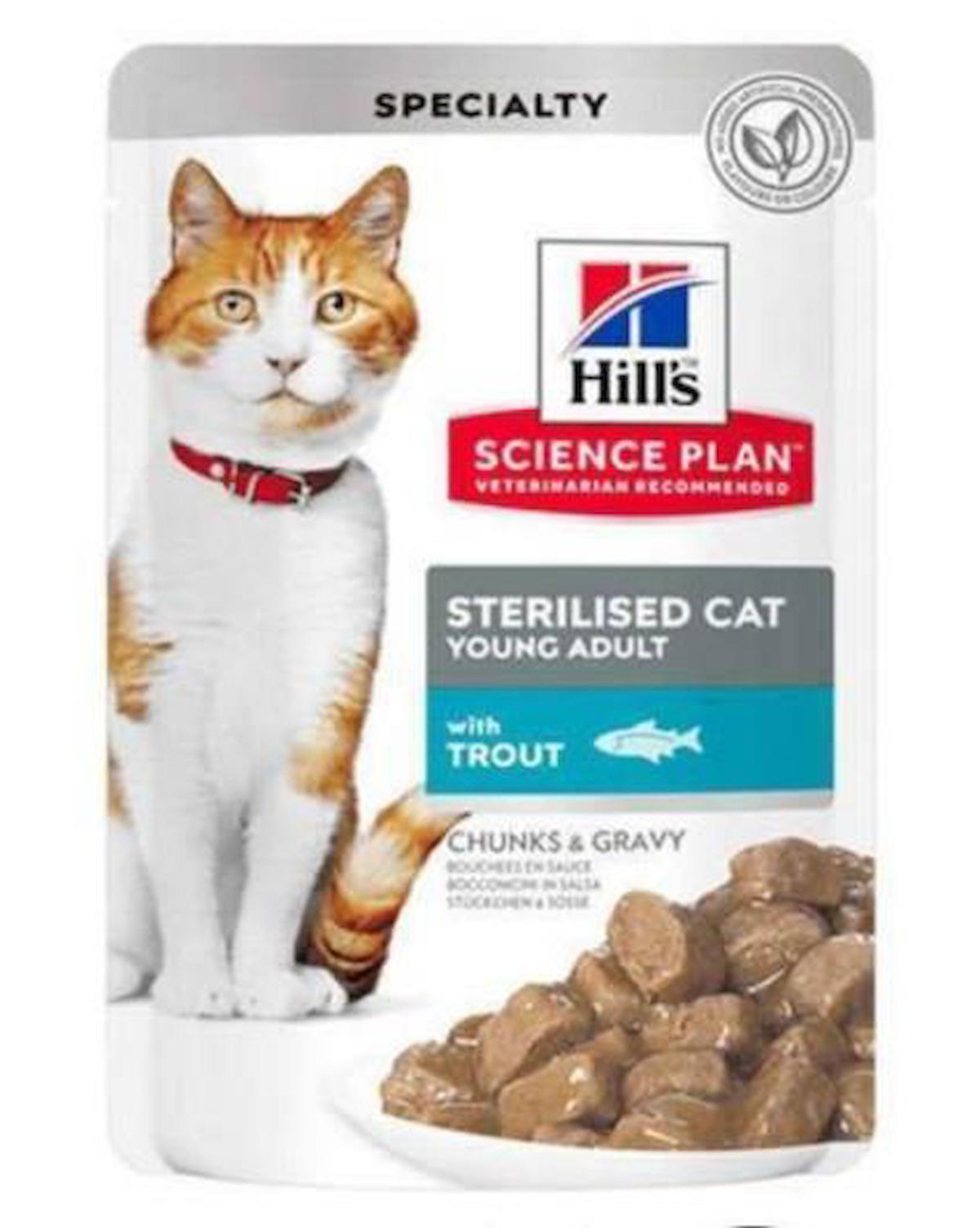 Hill's Sterilised Yetişkin Kısırlaştırılmış Alabalık Soslu Yaş Kedi Maması 12x85 gr