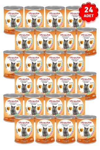Ultravita Premium Yetişkin Tavuk Kıyılmış Yaş Kedi Maması 24x415 gr