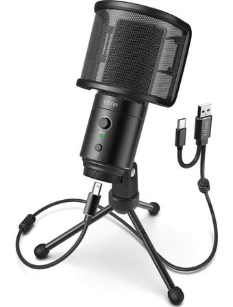 Fifine K683a Profesyonel Condenser Type C Kablolu Yayıncı USB Oyuncu Masaüstü Mikrofonu Siyah