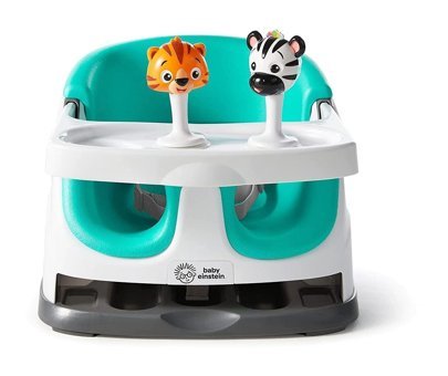 Baby Einstein Beslen & Keşfet Plastik 3 Noktalı Emniyet Kemeri 15 kg Kapasiteli Masaya Takılan Sandalye Üstü Tepsili Oturaklı Oyuncaklı Portatif Mama Sandalyesi Su Yeşili