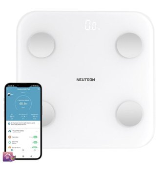 Neutron Yağ Ölçen Vücut Analizi Yapan Bluetoothlu Kas Ölçen Cam Dijital Akıllı Tartı Beyaz