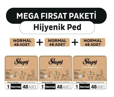 Sleepy Ecologic Premium Plus Organik 48'li Hijyenik Ped 3 Adet