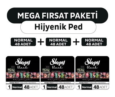 Sleepy Black Premium Plus Organik 48'li Hijyenik Ped 3 Adet