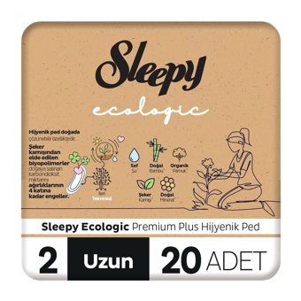 Sleepy Ecologic Premium Plus Organik 20'li Hijyenik Ped