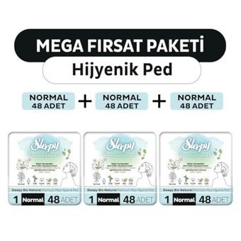 Sleepy Bio Natural Premium Plus Organik 48'li Hijyenik Ped 3 Adet