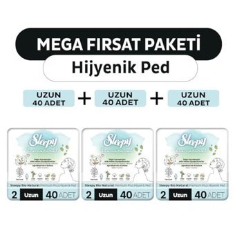 Sleepy Bio Natural Premium Plus Organik 40'lı Hijyenik Ped 3 Adet