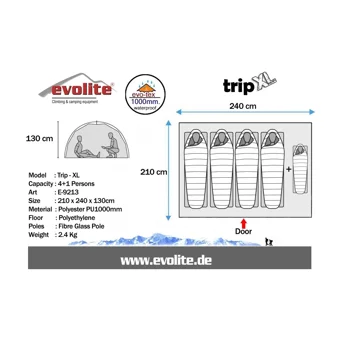 Evolite Trip Xl Monodome 5 Kişilik 3 Mevsim Kamp Çadırı Yeşil