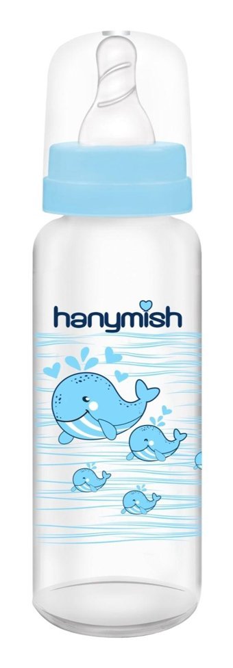 Hanymish Polipropilen Yavaş Akışlı Desenli Mavi Biberon 240 ml