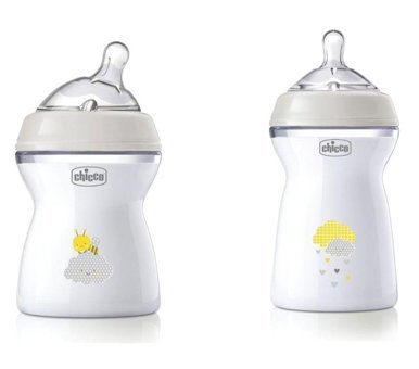 Chicco Natural Feeling Polipropilen Desenli Şeffaf Biberon 250 + 330 ml