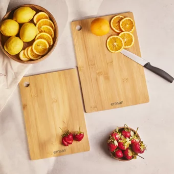 Emsan Master Chop Bambu Kahverengi İkili Kesme Tahtası
