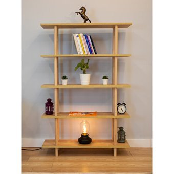 Peka Modern 4 Bölmeli 4 Raflı Ahşap 137 cm Bej Kitaplık