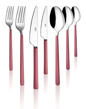 Avcı Mat 7 Parça 1 Kişilik Çatal Kaşık Bıçak Takımı Pembe