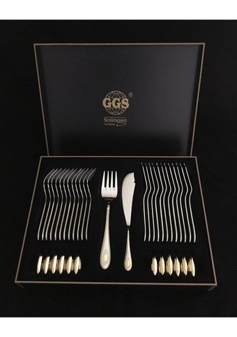 Solingen Nadine Mat 38 Parça 12 Kişilik Çatal Kaşık Bıçak Takımı Altın-Gümüş