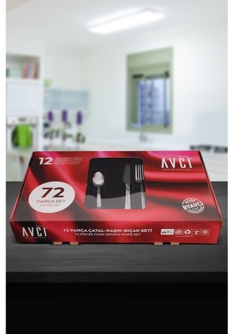 Avcı Ay Işığı 72 Parça 12 Kişilik Çatal Kaşık Bıçak Takımı Gümüş