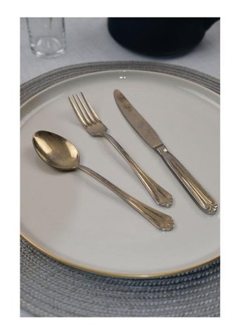 Lugga 18 Parça 6 Kişilik Çatal Kaşık Bıçak Takımı Eskitme-Gold