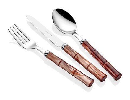 Rivadossi Bamboo 24 Parça 6 Kişilik Çatal Bıçak Takımı Kahverengi