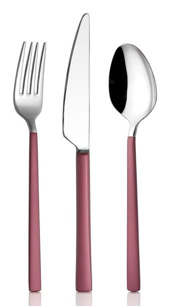 Avcı Mat 18 Parça 6 Kişilik Çatal Kaşık Bıçak Takımı Pembe