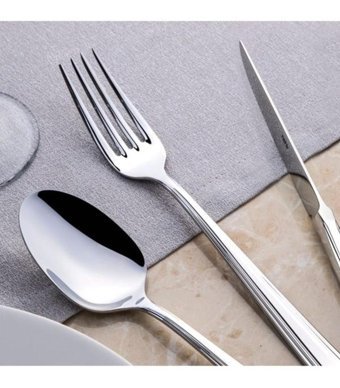 Nehir Katre 36 Parça 6 Kişilik Çatal Kaşık Bıçak Takımı Gümüş